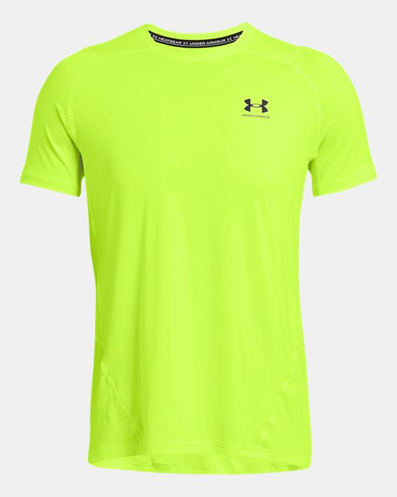 Men's HeatGear® Fitted Short Sleeve, Yellow, pdpMainDesktop image number 2